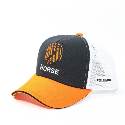 Gorra Trucker Horse Negro y Naranja de Polemik